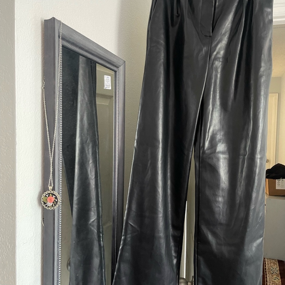 Jason Bolden Black Faux Leather Pants